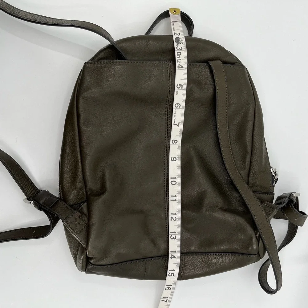Margot Backpack Purse Leather Camo Olive Green Double Zip Casual Travel Bag